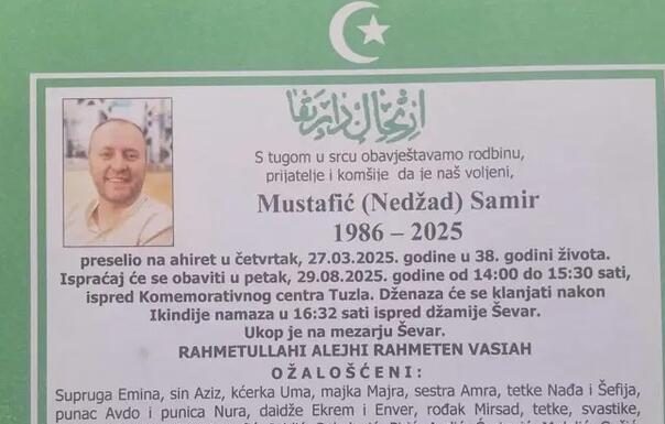 Poznat datum dženaze policajcu Samiru Mustafiću - featured image
