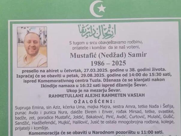 Poznat datum dženaze policajcu Samiru Mustafiću - featured image