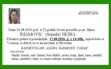 DA TI SRCE PUKNE: U 22. godini preselila na Ahiret Nejra Imamović DA TI SRCE PUKNE: U 22. godini preselila na Ahiret Nejra Imamović - featured image