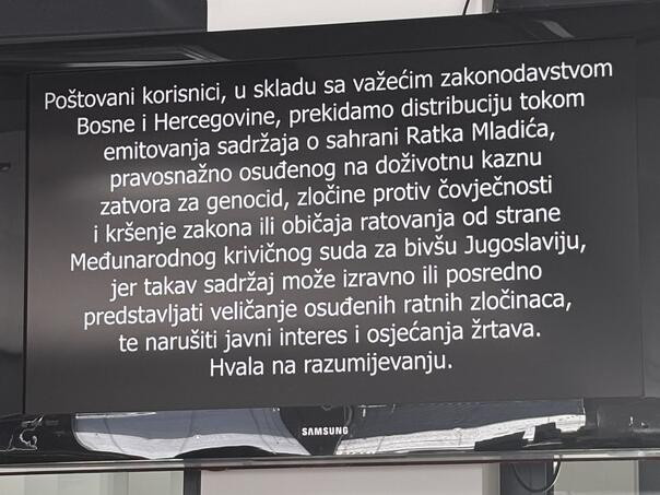 BH Telecom ukinuo signal RTRS-a zbog sahrane zločinca Mladića - featured image
